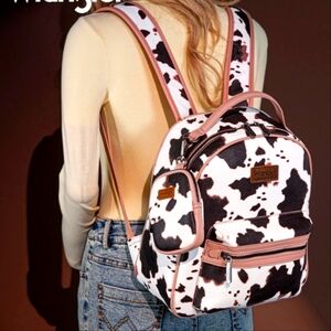 NWOT Wrangler Pink Cow Print Backpack w/ Coin Pouch
